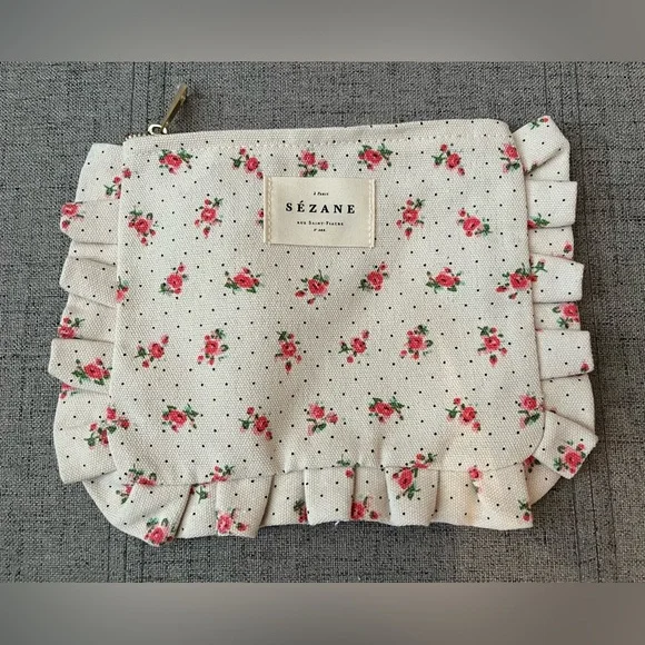 Sezane Floral Print Pouch w/Zipper NEW w/out Tags - Picture 2 of 5